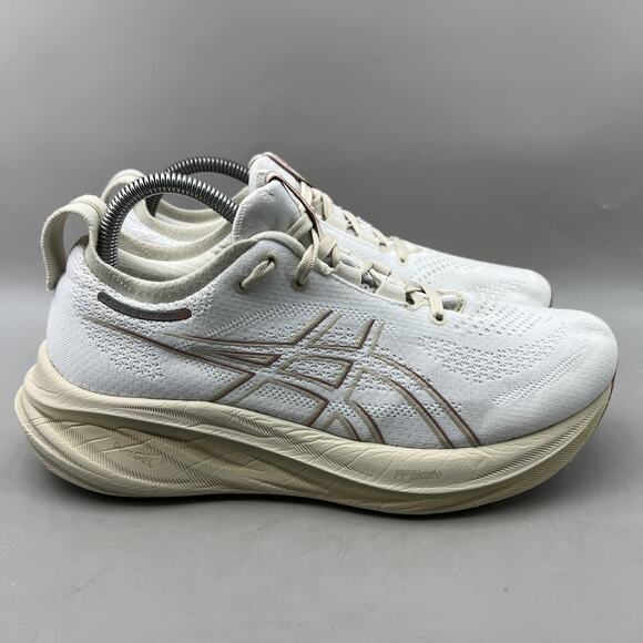 Asics Gel Nimbus 26 Running Shoes Women Size 9 White Beige Comfort Low Sneakers - Picture 1 of 8
